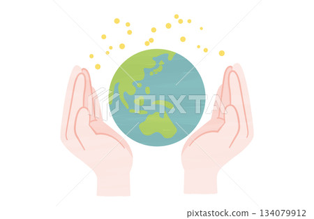 兩隻手擁抱地球的插圖 134079912