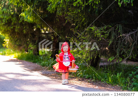 Little Red Riding Hood, the beloved character from the famous fairy tale 134080077