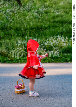 Little Red Riding Hood, the beloved character from the famous fairy tale 134080082