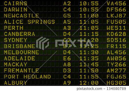 Black airport departures board for australia Black airport departures board for australia 134080789