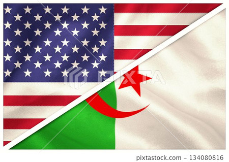 Flags of America and Algeria 134080816