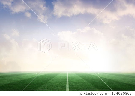 Football pitch under blue sky Football pitch under blue sky 134080863