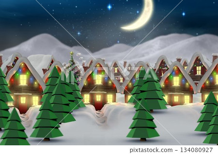 Quaint town with bright moon Quaint town with bright moon 134080927