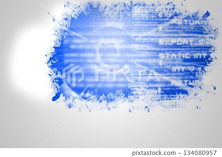 Splash on wall revealing technology interface 134080957