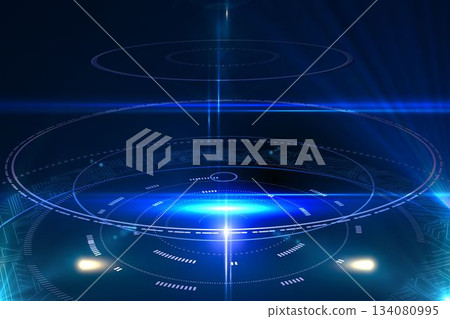 Futuristic black background with circles 134080995