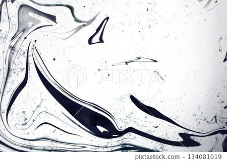 Swirling fluid ink strokes are dancing across white backdrop in abstract vector design, copy space Swirling fluid ink strokes are dancing across white backdrop in abstract vector design, copy space 134081019