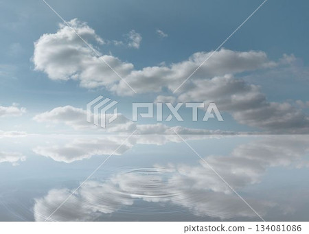 Cloudy sky reflecting in water 134081086