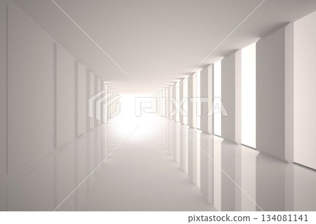 Lit up white modern hallway Lit up white modern hallway 134081141