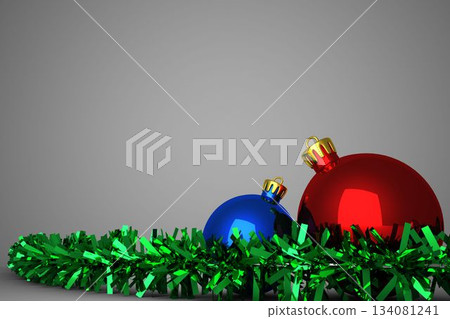 Christmas baubles and tinsel 134081241