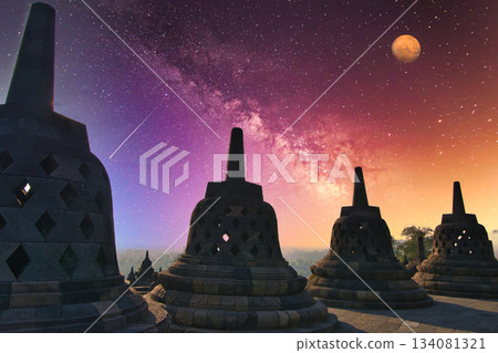 Beautiful night view of Borobudur temple 134081321