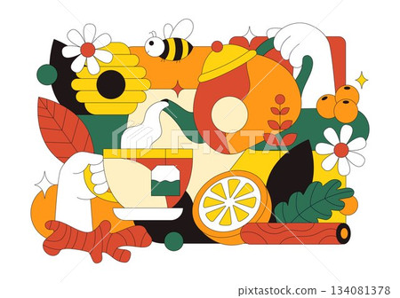 Herbal Tea Vector Illustration Featuring Chamomile Leaves as a Healthy Green Drink With a Flower Blend To Boost Endurance In a Flat Cartoon Background Herbal Tea Vector Illustration Featuring Chamomile Leaves as a Healthy Green Drink With a Flower Blend To Boost Endurance In a Flat Cartoon Background 134081378