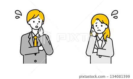 Simple office worker male and female _ troubled 134081399