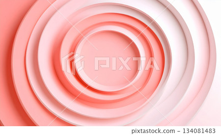 重疊的粉紅色三維圓形設計背景 134081483