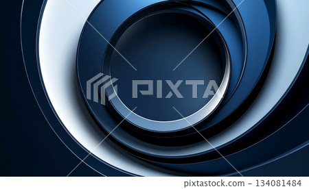 由重疊的藍色圓環構成的抽象結構 134081484