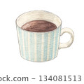 馬克杯裡的咖啡，水彩鉛筆畫 134081513