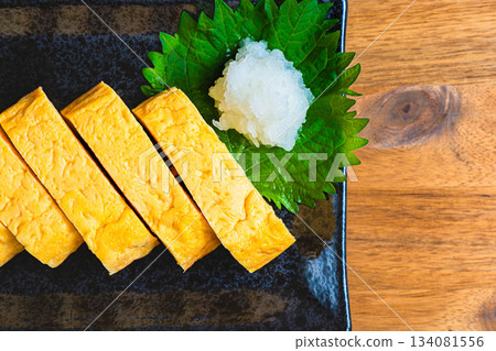 Rolled omelet, a classic Japanese dish Rolled omelet, a classic Japanese dish 134081556