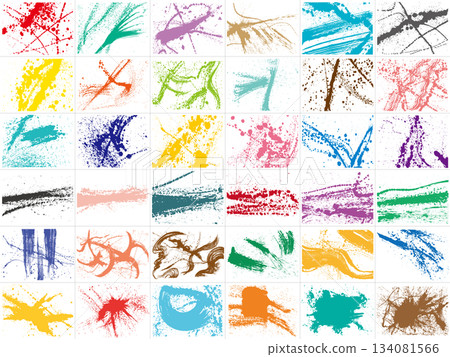 Brush-touch hand-drawn ink material set of 36 134081566