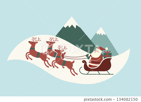 聖誕老人在馴鹿雪橇上 134082150