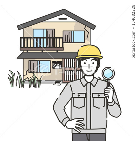 圖解：一名檢查員正在調查一棟廢棄房屋 134082229