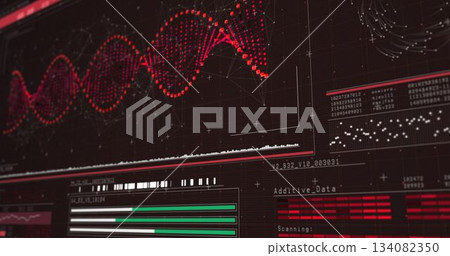 Helix diagram of DNA on black background 134082350