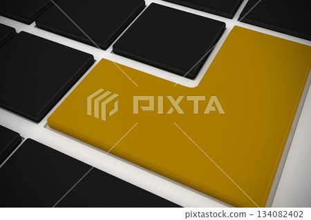Black keyboard with yellow key Black keyboard with yellow key 134082402