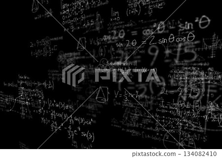 Digitally genarated image of mathematical equations with solution 134082410