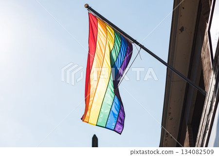 Flag mounting on the wall 134082509