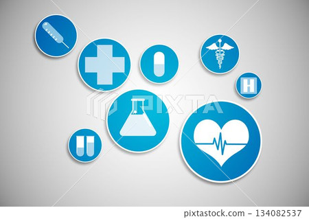 Medical icons in blue and white 134082537