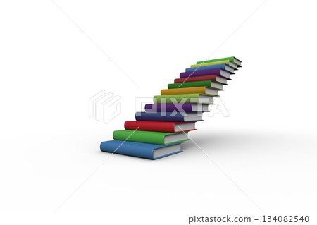 Colorful hardcovers are forming floating staircase in flat design on white background, copy space Colorful hardcovers are forming floating staircase in flat design on white background, copy space 134082540