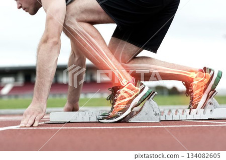 Runner experiencing ankle pain Runner experiencing ankle pain 134082605