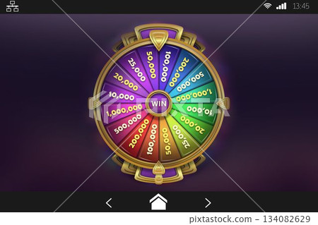 Colorful wheel of fortune on mobile screen 134082629