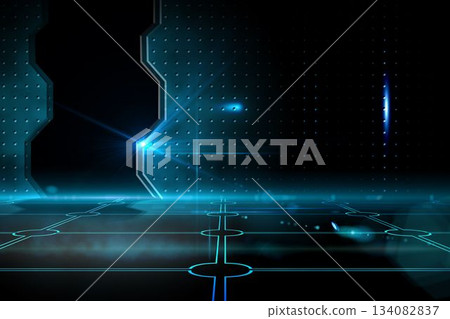 Doorway on technological black background 134082837