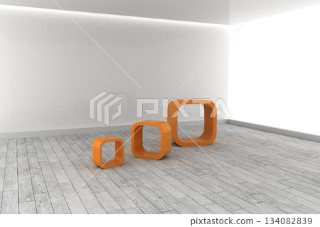 Orange structures in a grey room Orange structures in a grey room 134082839