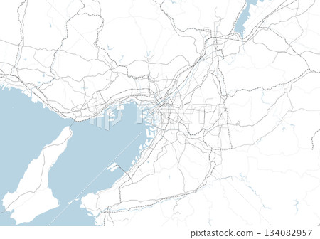 A simple road map centered on the Keihanshin area of Japan 134082957