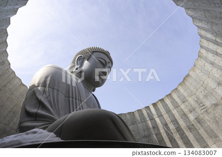 The great Buddha at Hill of Buddha in Hokkaido. Hill Of Buddha is one Of Most Popular Traveling Destination In Sapporo. locate in Makomanai Takino Cemetery . 134083007