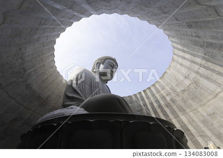 The great Buddha at Hill of Buddha in Hokkaido. Hill Of Buddha is one Of Most Popular Traveling Destination In Sapporo. locate in Makomanai Takino Cemetery . 134083008