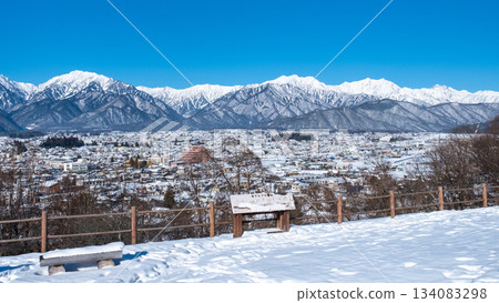 從大町公園眺望北阿爾卑斯山（冬季） 134083298
