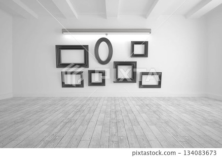 Digitally generated room with picture frames Digitally generated room with picture frames 134083673