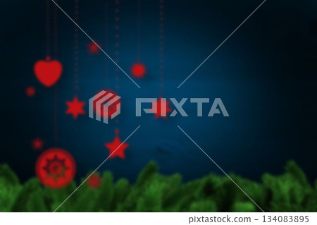 Blurred fir tree branches on wood 134083895