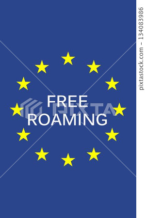 Free roaming text on European Union flag 134083986
