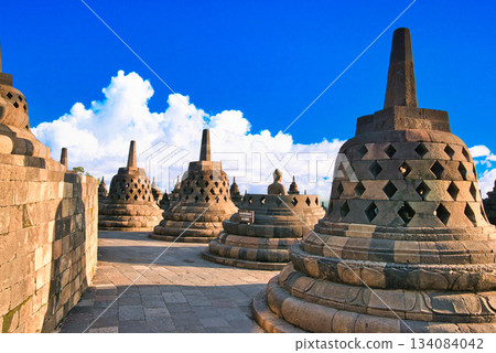 Beautiful landscape of Borobudur ruins Beautiful landscape of Borobudur ruins 134084042