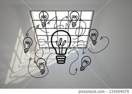 Light bulb graphic on grey background Light bulb graphic on grey background 134084079