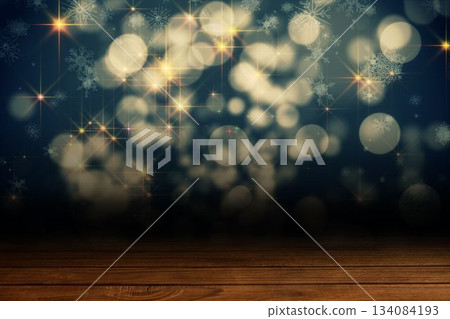 Shimmering light design over boards 134084193