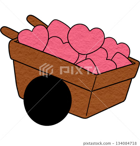 cartoon heart shaped in a wheelbarrow 134084718