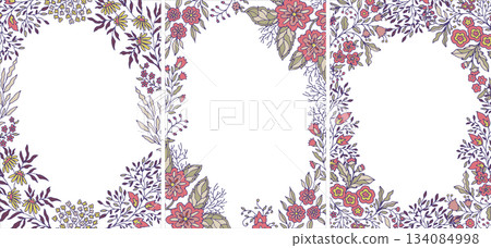 Bold Floral Border Navy Frame 134084998