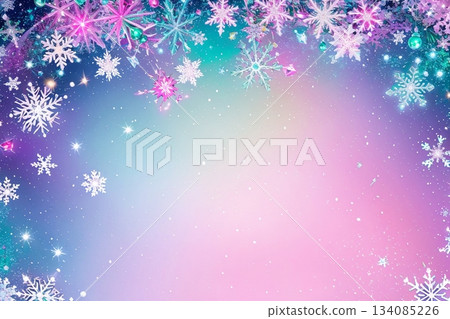 Softly shining snowflake pastel background material 134085226