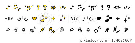 Colorful and pop decorative symbol icon set 2 that expresses emotions and reactions 134085667
