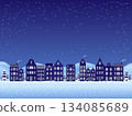 houses, night, snow 134085689