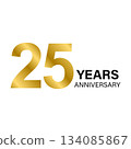 25 years anniversary gold icon vector for graphic design, logo, website, social media, mobile app, UI illustration 134085867