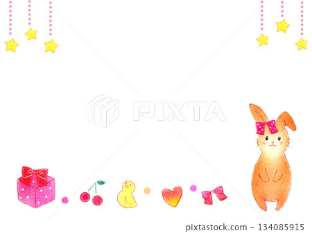 Frame Material: Cute Rabbit Stuffed Animal, Girl, Hand-Drawn Illustration, Baby, Children's, Pastel, Colored Pencil Frame Material: Cute Rabbit Stuffed Animal, Girl, Hand-Drawn Illustration, Baby, Children's, Pastel, Colored Pencil 134085915